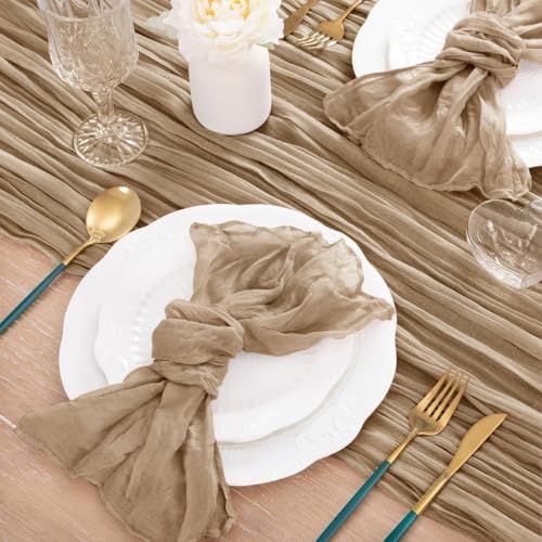 Nude Cheesecloth Table Runner Neutral Boho Fall Runner for Table, 12 Pack - Image 5