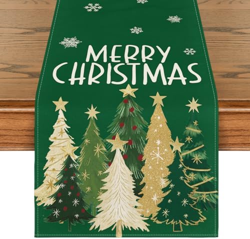 Artoid Mode Green Xmas Trees Table Runner Home Party Decor 13x72 Inch by ArtoidMode