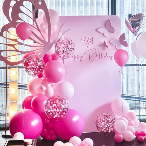MEBAY Pink Balloon Arch Kit, 146 PCS Hot Pink Light Pastel Pink Metallic Balloons Garland with Confetti for Bridal Baby Shower Birthday Princess Wedding Party Decorations - Image 4