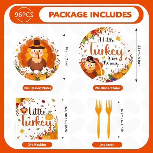 96Pcs Thanksgiving Baby Shower Party Decoration, Serves 24 - Image 5