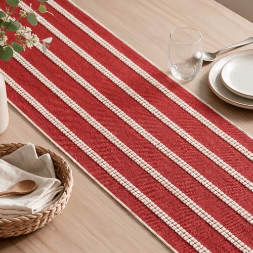 Artoid Mode Red Farmhouse Dashed Stripe Table Runner, Seasonal Holiday Christmas Boho Rustic Kitchen Dining Table Decoration for Home Party Decor 12x36 Inch - Image 6