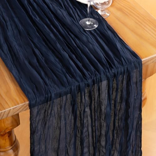 DeZerlor Navy Blue Cheesecloth Table Runners 6 Pack Christmas Runners - Image 2