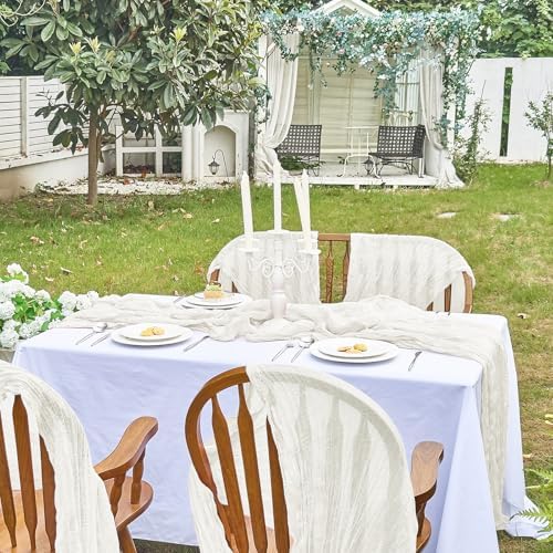 2 Pack Ivory Cheesecloth Table Runner for Birthday Party Home Decor - Image 3