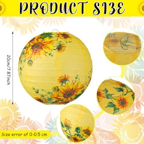 Panelee 12 Pcs Sunflower Party Decorations Paper Lanterns 8 Inches - Image 2