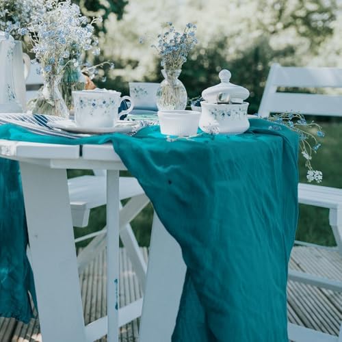 12 Pack Cheesecloth Table Runner, Runner Gauze Boho Wedding Decor Romantic Table Runner for Wedding Birthday Party(35" x 118")(Peacock Blue) - Image 5