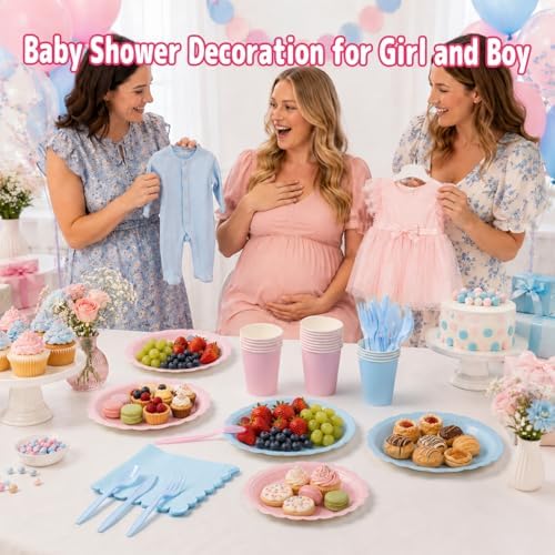 175 Pcs Pink Paper Plates and Napkins Party Supplies, Serves 25 - Image 5