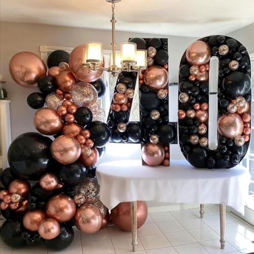 Rose Gold and Black Balloon Arch Kit, ADOINBY 140Pcs Metallic Rose Gold Black Balloon 18 12 10 5 Inch Different Size Balloons for Birthday Party Bridal Shower Wedding Engagement Anniversary Decoration - Image 4