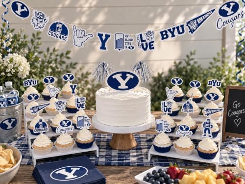 BYU Graduation Decorations Party Supplies Cougars Birthday Banner 42 Pc - Image 2
