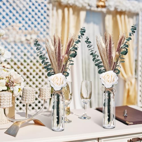 Qinyoung 10 Set Dried Pampas Grass Table Centerpiece for Wedding, White - Image 6