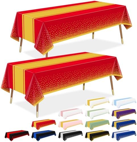 LANLISA Red and Gold Tablecloth Graduation Decorations 2025 2 Pack, Disposable Plastic Table Cloths for Birthday Masquerade Retirement Party Decor by LANLISA