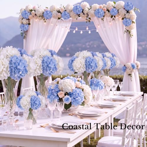 22PCS White Hydrangea Artificial Flowers with Stronger Bendable Stems - Image 6