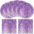50 Pcs Purple Birthday Plates and Napkins Purple and Silver Happy Birthday Party Supplies for 25 Guests Table Decorations for Women Girl Birthday Decorations Paper Plates Napkins by CHUNNIN