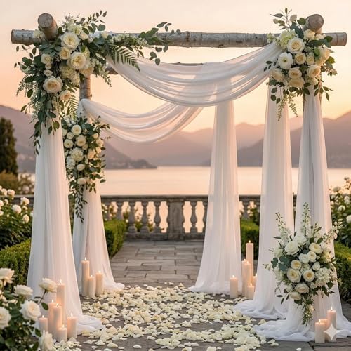 Pack of 1 Wedding Arch Drape Panel Fabric 30" x 40ft - White - Image 4