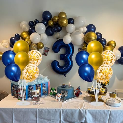 6 Set Balloon Stand Kit for Table Centerpieces With Balloon and Base Party Decorations for Birthday Wedding Retirement Graduation Baby Shower (Navy Gold) - Image 3