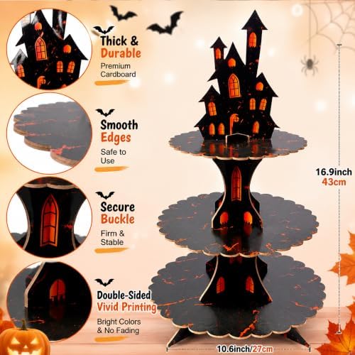 Halloween Decorations - 3 Tier Cupcake Stand for Halloween Party Decor - Image 4