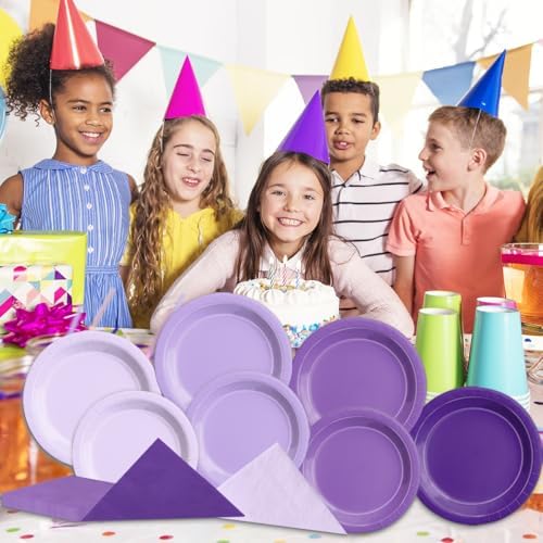 CMUSKO Lavender Party Supplies-150Pcs Purple Plates and Napkins Kit Serves 50,Gradient Light Purple Tableware for Birthday,Baby Shower,Wedding - Image 3