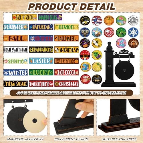 RattanView 41 Pcs Interchangeable Seasonal Wood Sign,Black - Image 3