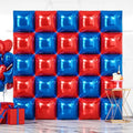 NISOCY 25PCS Red and Blue Square Foil Balloons Wall Backdrop by NISOCY