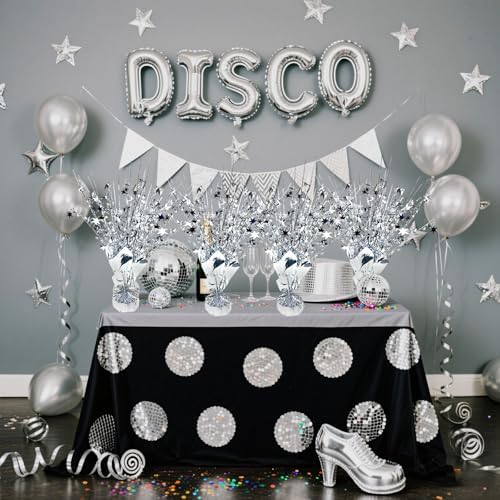 FUBININA 6 Pack Metallic Foil Spray Centerpiece Star Table Decoration Burst Glitter Tabletop Centerpieces for Birthday Christmas New Years Nye Wedding Graduation Holiday Party Supplies Decor, Silver - Image 4