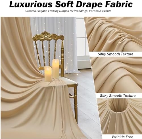 30x12 ft Champagne Backdrop Curtains for Weddings, Birthdays and Photos - Image 6