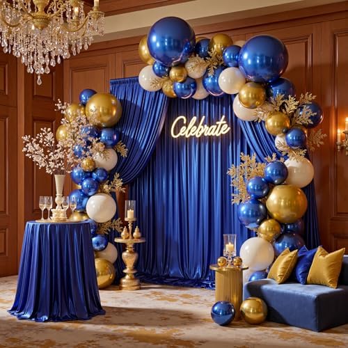10x10ft Thick Royal Blue Glitter Backdrop Curtain Panels for Parties, Wrinkle Free Sequin Sparking Photo Backdrop Drapes, 2 Panels 5x10ft Shimmer Back Drop Cloth for Wedding Birthday Photography - Image 4