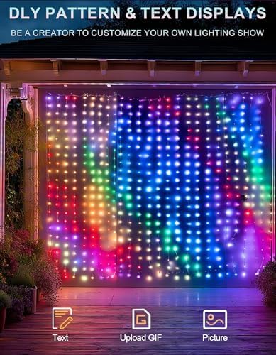 Dazzle Bright Smart Curtain Lights, 400LED 6.6FT x 6.6FT Color Changing Halloween Christmas Lights with Remote & APP, Dynamic DIY Fairy String Lights for Indoor Outdoor Bedroom Decorations - Image 3