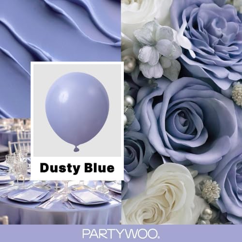 PartyWoo Dusty Blue Balloons 140pcs Boho Dusty Purple Muted Lavender Color - Image 2