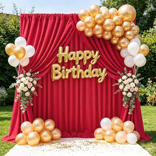 Red Backdrop Curtains 20ftx10ft Christmas Polyester Photo Drapes - Image 4