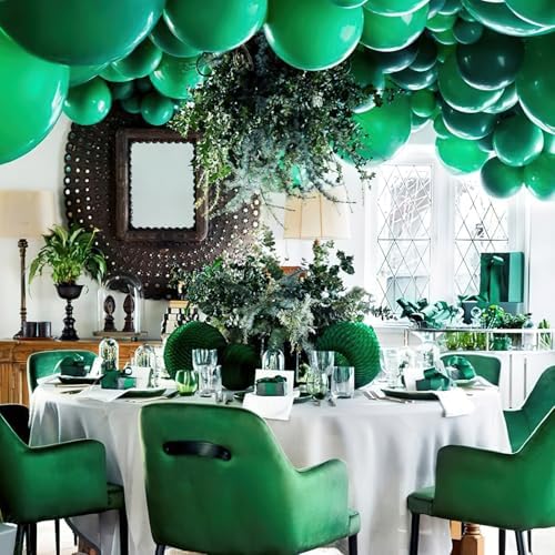 PartyWoo Pearl Dark Green Balloons 140pcs Pearl Emerald Hunter Forest Green - Image 6