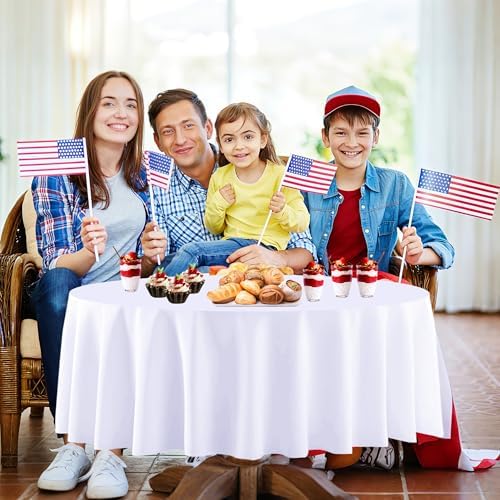 12 Pack Red White and Blue Round Plastic Tablecloth Disposable - Image 5