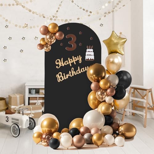 Arch Backdrop Stand and Cover Set, 3 Metal Balloon Arch Backdrop 7.2ft 6.6ft 6ft, Gold Arched Stand Frame for Wedding, Parties,Birthday, Backdrop Decorations (Black,7.2ft+6.6ft+6ft) - Image 5