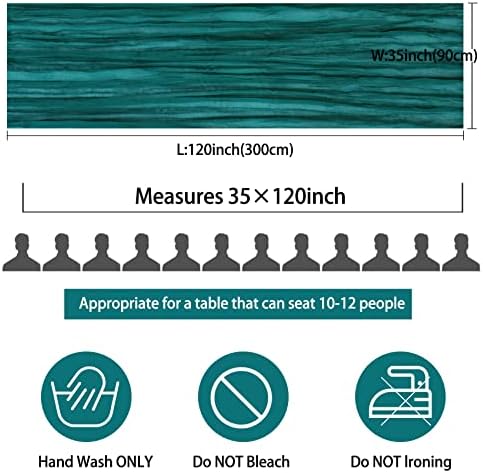 35x120 Inch Dark Teal Cheesecloth Table Runner Boho Wedding Party Decor - Image 2