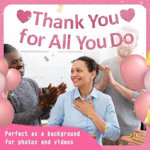 Thank You Banner Appreciation Banner for Appreciation Decorations Teacher Thanks Volunteer Events Office School Organization Thank You Parties (Rose Gold) - Image 7