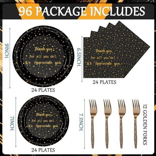 Geyoga 96 Pcs We Appreciate You Decoration Set,Black and Gold,Thankful - Image 2