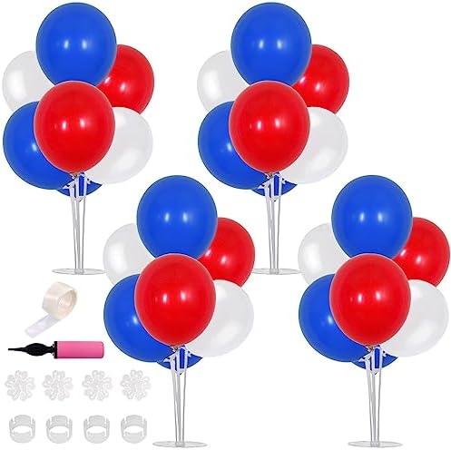 TONIFUL 4 Set Blue Red White Balloon Centerpiece for Table Balloons Stand by TONIFUL