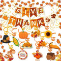 Thanksgiving and Friendsgiving Party Decorations Set, Autumn Fall Harvest Decor Supplies with Festive Banners, Hanging Swirls and Seasonal Ornaments for Home Celebration by Jenlion