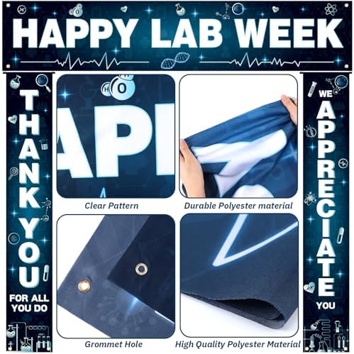 Smoothnovelty 3 Pcs Dark Blue Happy Lab Week Banner - Image 2