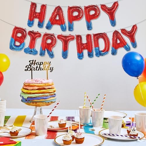 Spider Theme Happy Birthday Letter Balloons Banner, Red and Blue, Party Decoration - Image 6