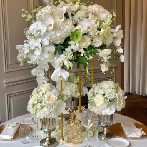 23.6inch 2 pcs Column Vases Gold Centerpieces for Table Metal Flower Stand Gold Wedding Centerpieces for Tables Party Floral Stands for Flowers - Image 3