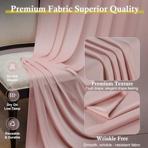 20ft x 12ft Dusty Pink Backdrop Curtains for Parties, Wrinkle Free 4 Panels Photo Backdrop Drapes Back Drop Cloth for Wedding Birthday Photography Background Decor - Image 2