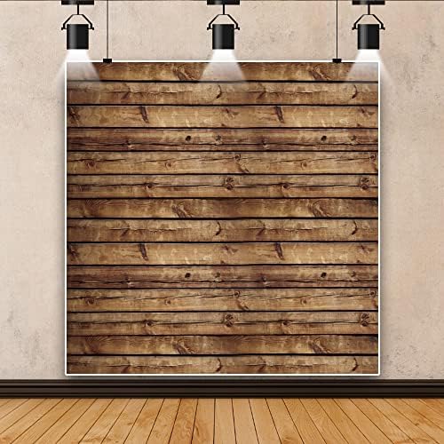 Wood Backdrop for Photography 10x10ft LFEEY Rustic Brown Wooden Photo Backdrop Vintage Old Wooden Board Photoshoot Backdrop Wood Plank Birthday Party Baby Shower Wedding Background Studio Props Vinyl - Image 2