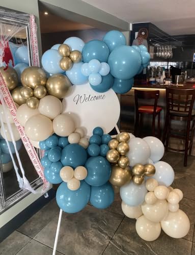 Dusty Blue Balloon Arch Garland Kit, 134PCS Ivory White, Slate Fog, Baby Blue and Gold Balloons for Baby Shower, Gender Reveal, Birthday Backdrop, Wedding, Bridal Shower Party Decor - Image 5