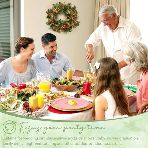100 Light Pink Paper Plates and Napkins Disposable for Party, 25-9"&25-7" - Image 5