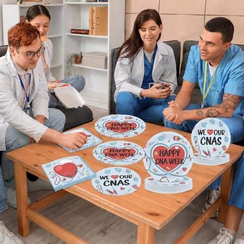 CHUNNIN 96Pcs Happy CNA Week Plates and Napkins Nurse Appreciation Week Party Decorations We Love Our CNAS Dessert Plates Nurse Tableware for 24 Guests CNA Appreciation Week Party Supplies - Image 7
