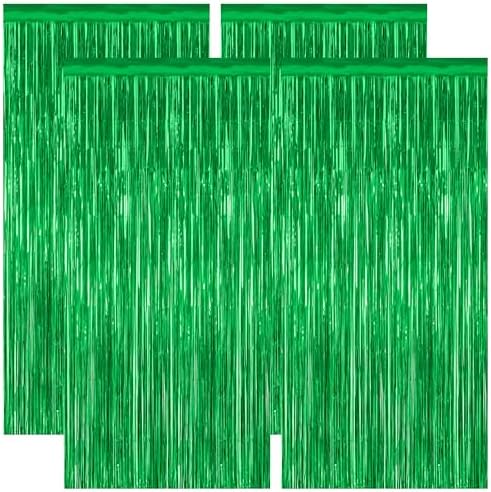 ZATAYE 4 Pack Green Christmas St Patricks Foil Curtain Streamer Decorations by ZATAYE