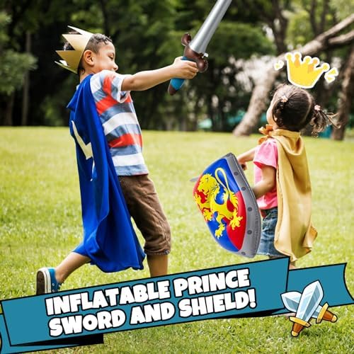 Poen 4 Pcs Inflatable Sword and Shield Medieval Knight Party,Lion - Image 4