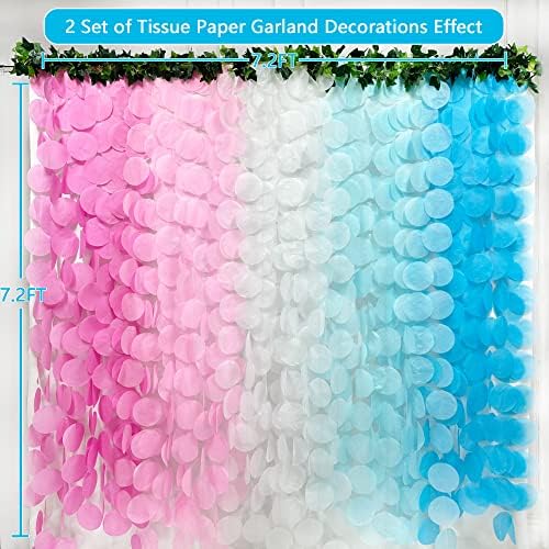205 Ft Ombre Pink and Blue Party Decorations Big Circle Dot Backdrop Garland Tissue Paper Polka Dot Hanging Curtain Streamer for He or She Boy or Girl Party Birthday Wedding Party Supplies - Image 3