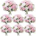 Geosar 8 Bundles Artificial Peonies Flowers,White and Pink by Geosar