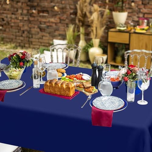 4 PCS Navy Plastic Tablecloths for Rectangle and Round Tables, 54" x 108" Stain Resistant Disposable Tablecloth for Picnic, Weddings, Baptism Decorations, Picnic Table Cover for Parties, Birthday​ - Image 7
