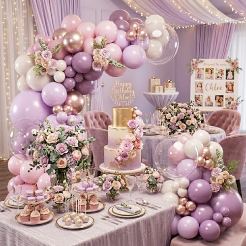 Dusty Purple Balloon Arch Kit Pink and Lavender Balloon Garland - Image 6